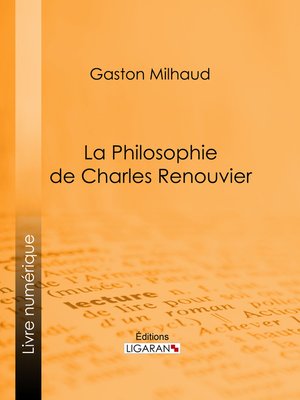 cover image of La Philosophie de Charles Renouvier